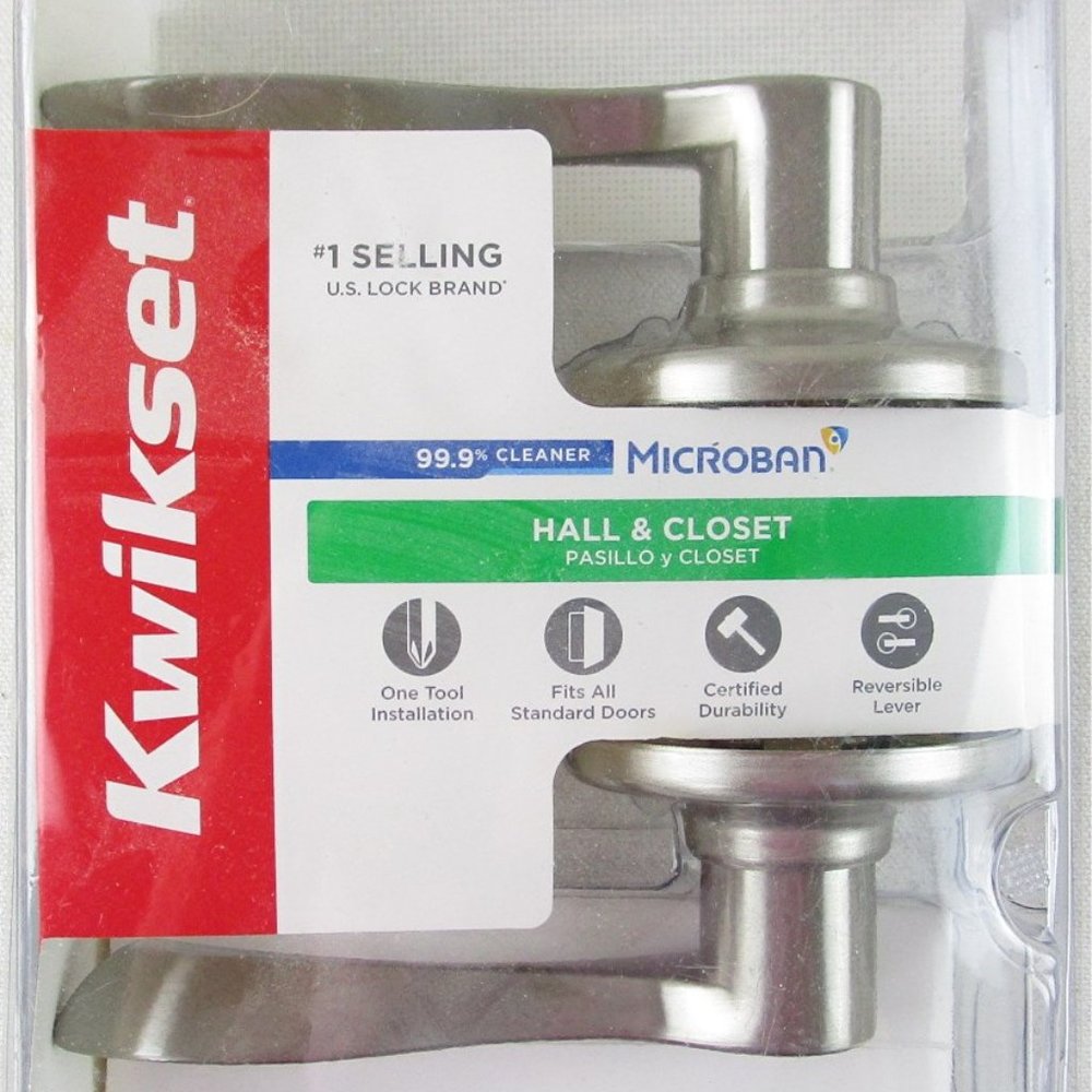 NEW Kwikset Balboa Satin Nickel Hall & Closet Lever Door Handle, 92001-525